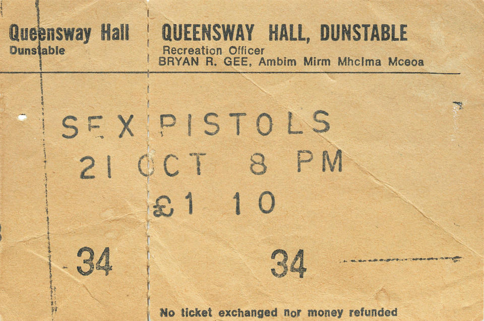 Bonhams Punk Rock A Rare Complete Sex Pistols Concert Ticket And