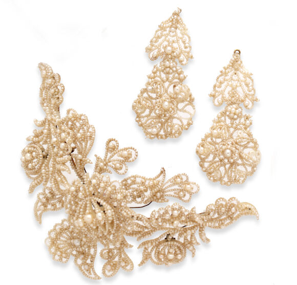 Bonhams : A 19th century seed pearl suite