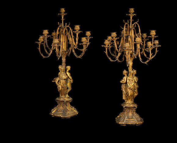 Bonhams : A pair of French late 19th century gilt-bronze twelve-light ...