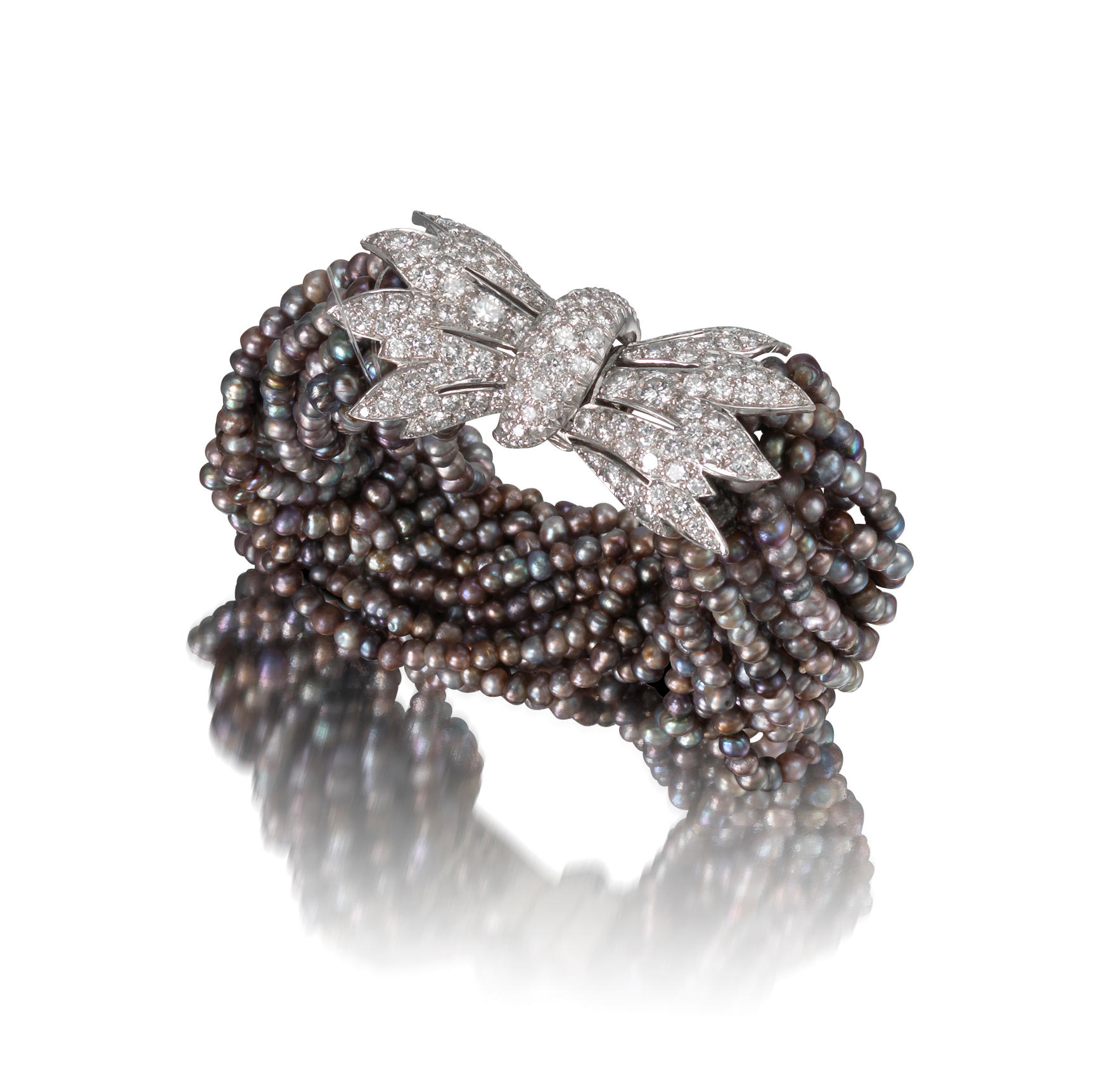 Bonhams : A natural pearl and diamond bracelet