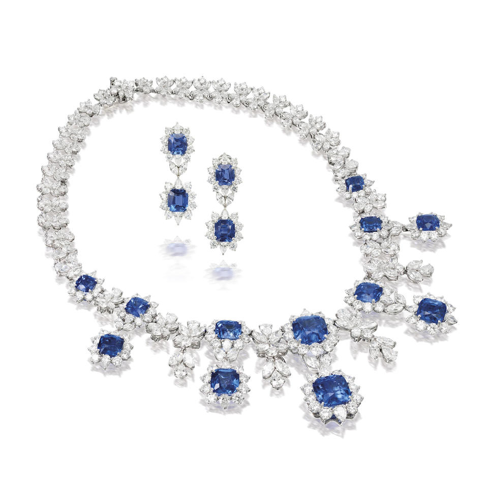 Bonhams : A MAGNIFICENT SAPPHIRE AND DIAMOND 'AMELIA' NECKLACE AND ...