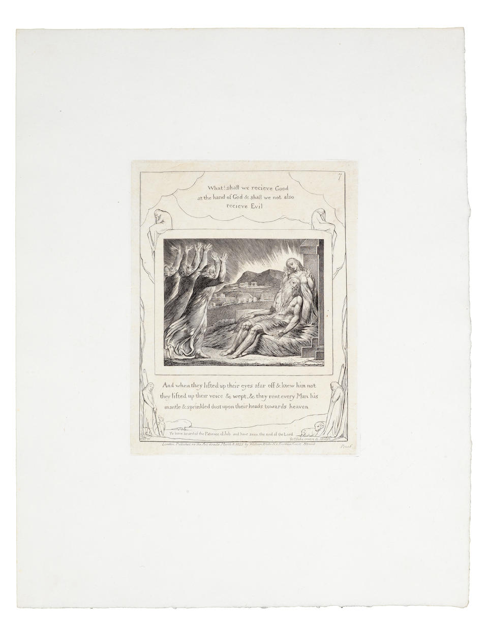 Bonhams : William Blake (British, 1757-1827) Illustrations Of The Book Of  Job: 'And When They Lifted Up Their Eyes'; 'Let The Day Perish Wherein I  Was Born' Plates Seven And Eight From