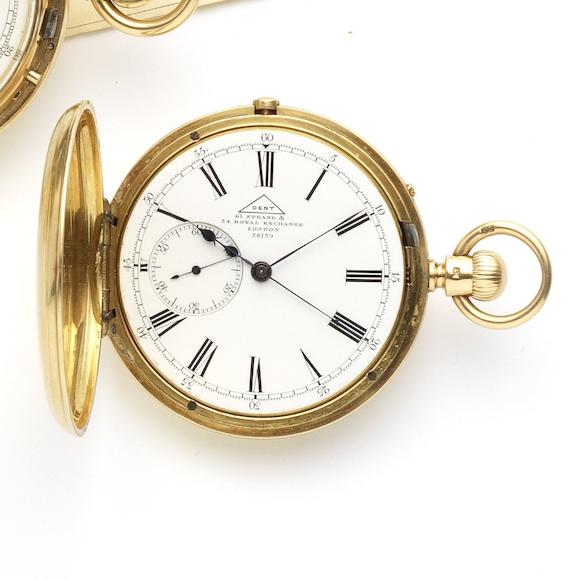 Bonhams : Dent. A late 19th century 18ct gold half hunter pocket watch ...