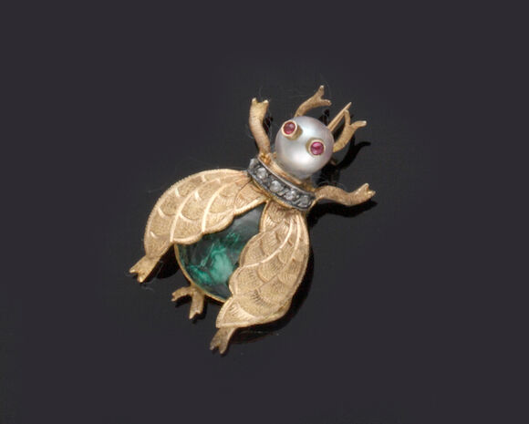 Bonhams : A vari gem-set insect brooch