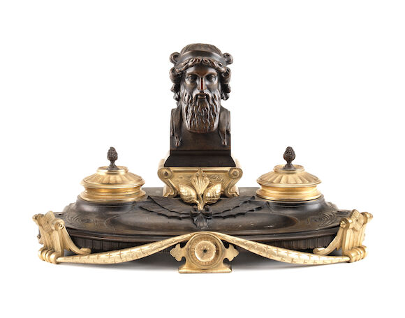 Bonhams : A late 19th century French gilt and patinated bronze encrier