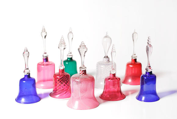 Bonhams : A group of nine glass table bells