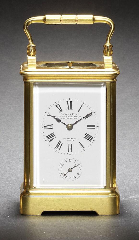 Bonhams A late 19th century French bottom winding carriage clock LeRoy et Fils, 57 New Bond Street
