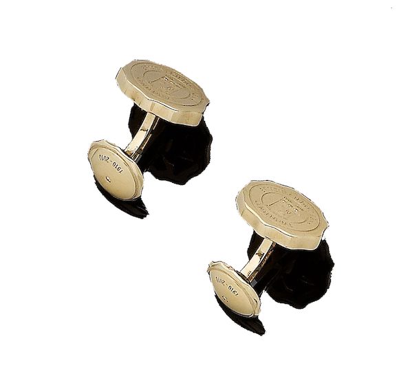 Bonhams A pair of gold and diamondset 'Centennial' cufflinks, by Ermenegildo Zegna