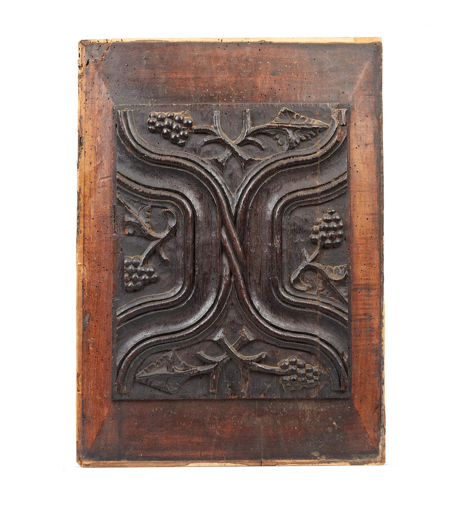 Bonhams : A set of three Henry VIII carved oak panels, circa 1520 (3)