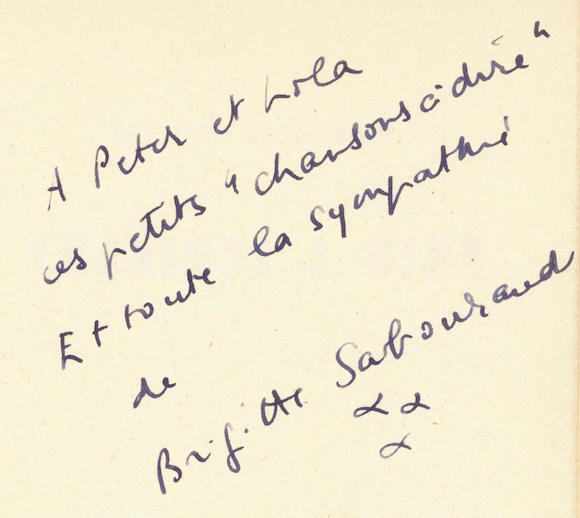 Bonhams : Sabouraud (brigitte) Chansons A Dire. Preface De Pierre 