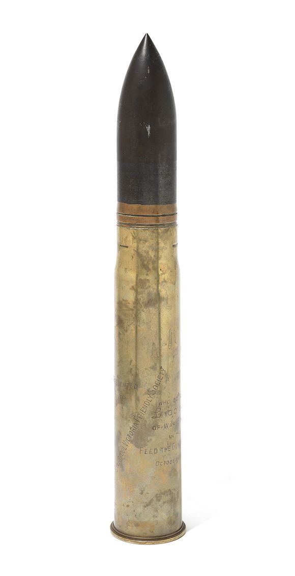 Victoria Perth Shell Bonhams : An inert 6 Pdr. artillery shell presented to the Liverpool ...