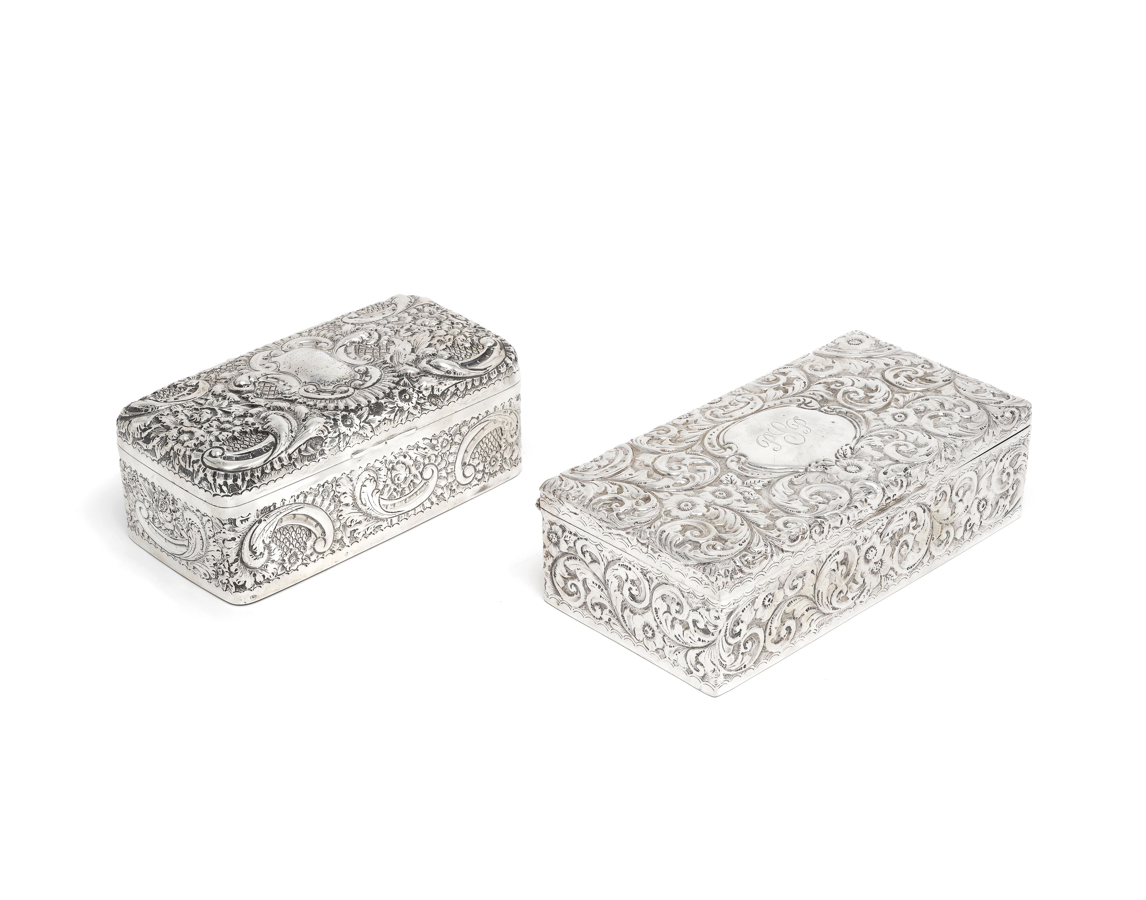 Lot - 2 Fine Japanese Sterling Silver Cigarette Boxes Australia