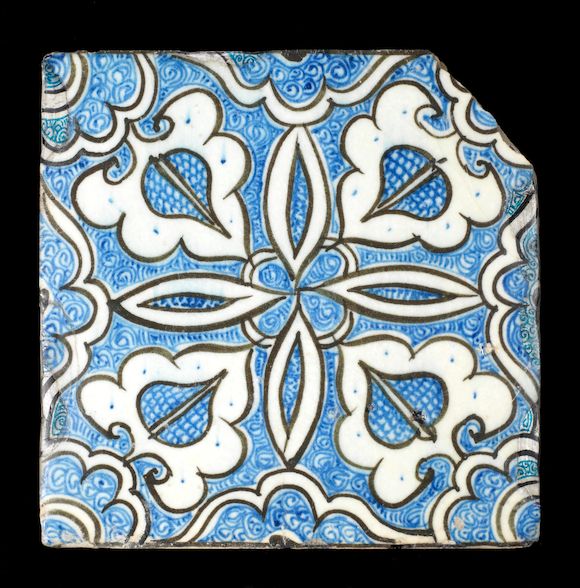 Bonhams A Mamluk underglaze painted pottery Tile Egypt or Syria
