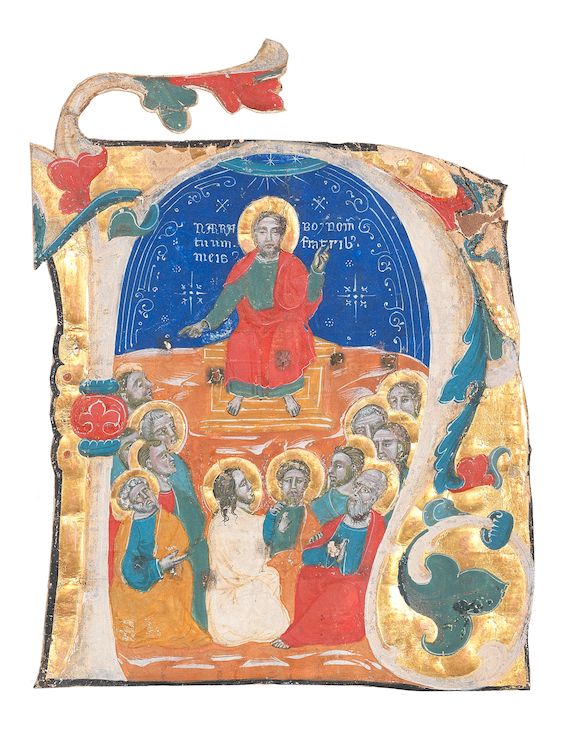 Bonhams : ILLUMINATED MANUSCRIPT Christ preaching to his disciples, in ...