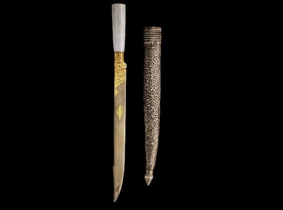 Bonhams : An Ottoman jade-hilted dagger kard with scabbard Turkey 18th ...