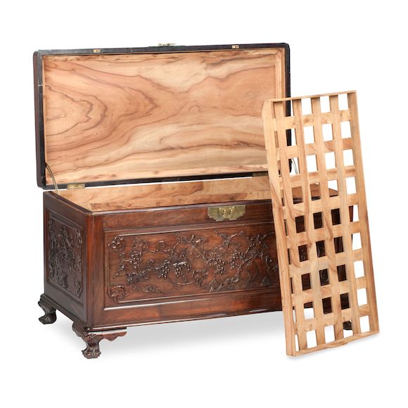 Bonhams A camphor wood lined hardwood blanket box 19th/early 20th century