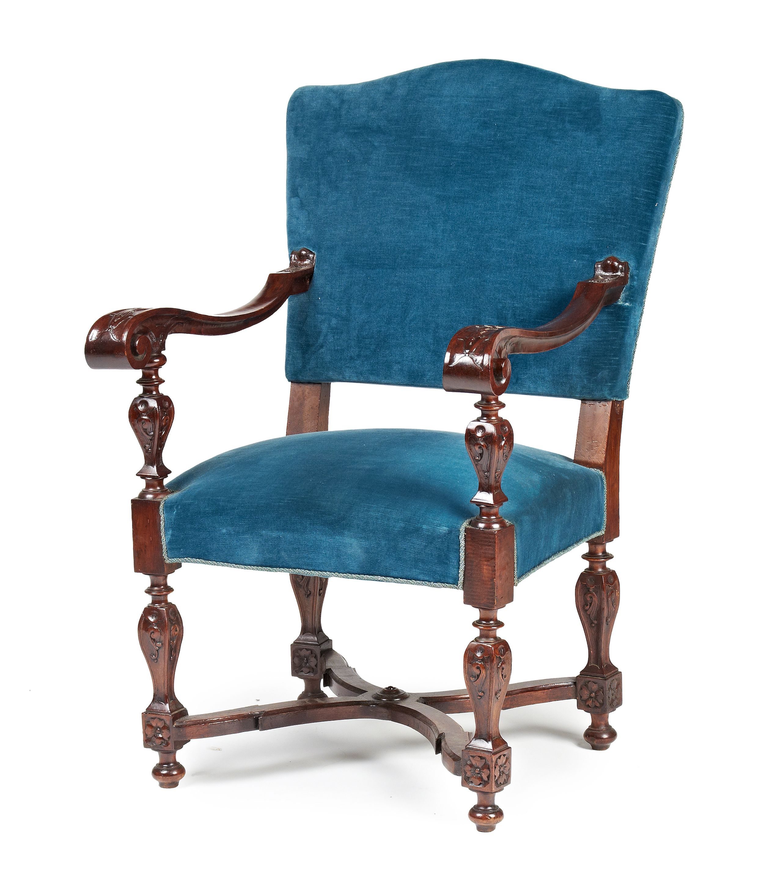 Bonhams A 19th century Italian carved walnut framed open arm chair