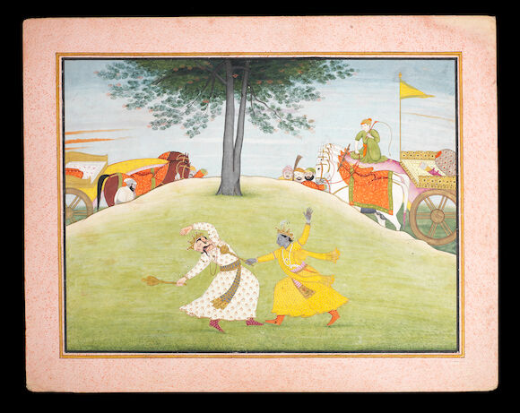 Samaratunga Rukma Bonhams : A folio from a Bhagavata Purana series: Krishna in combat ...