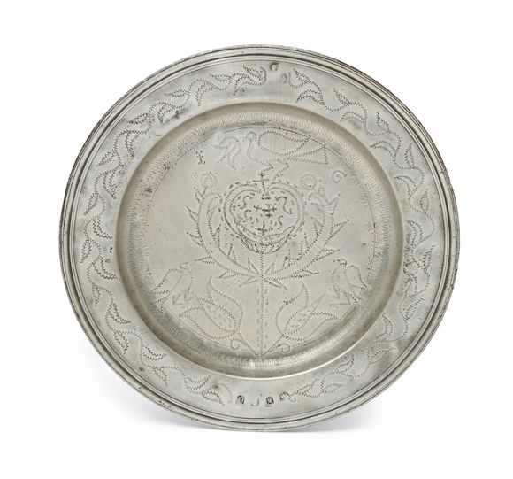 Bonhams : A rare multi-reed-rim wriggle-work pewter dish, London ...