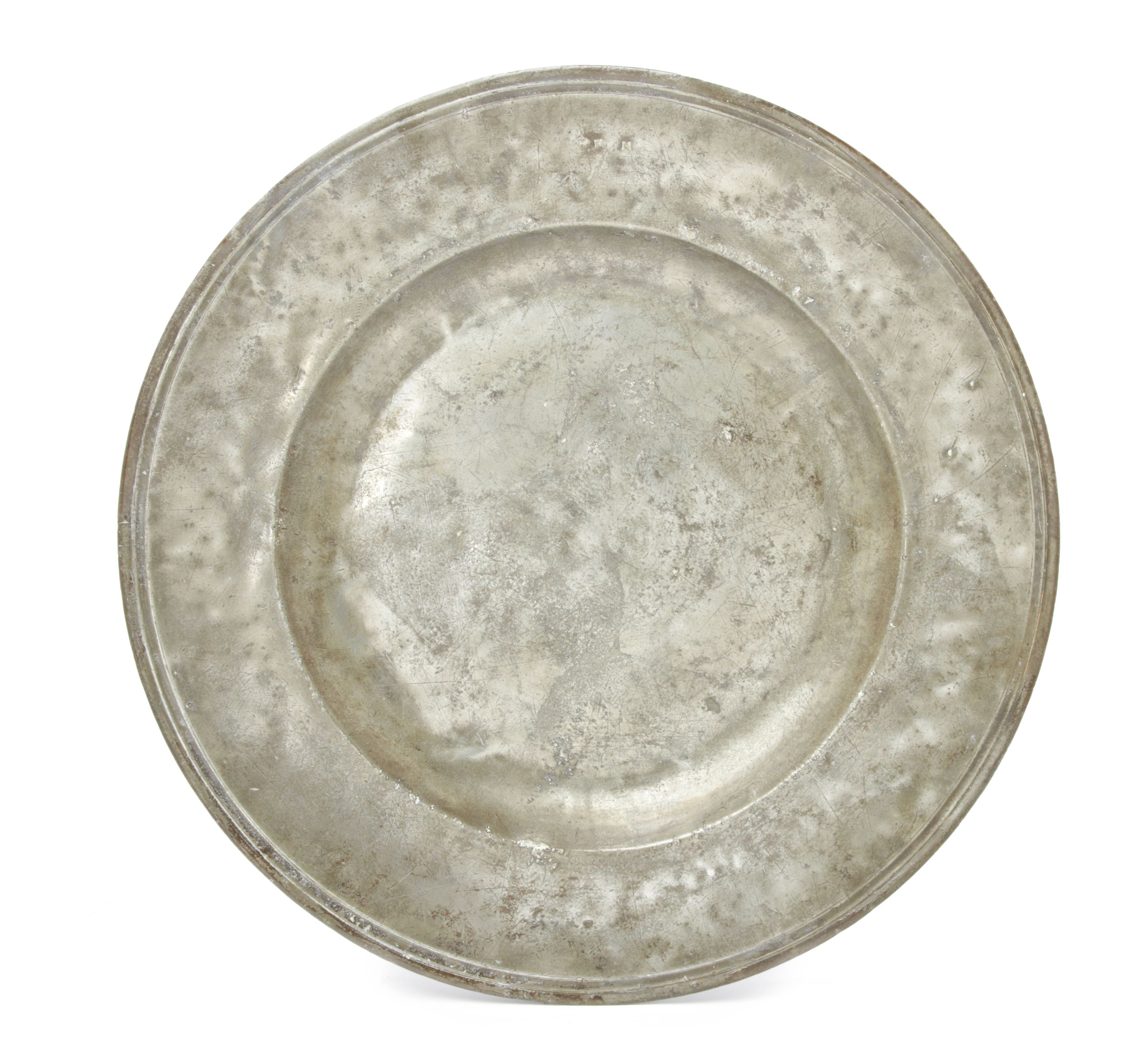 Bonhams : A multi-reed broad-rim pewter charger, English, circa 1680