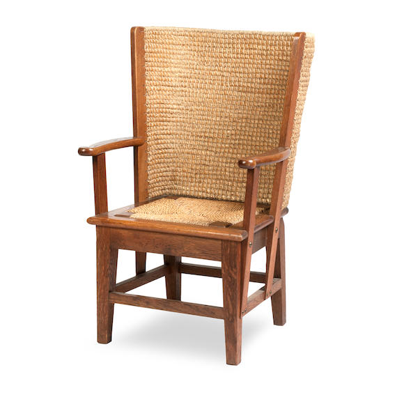 Bonhams : A child's oak framed Orkney chair, of the David Kirkness type