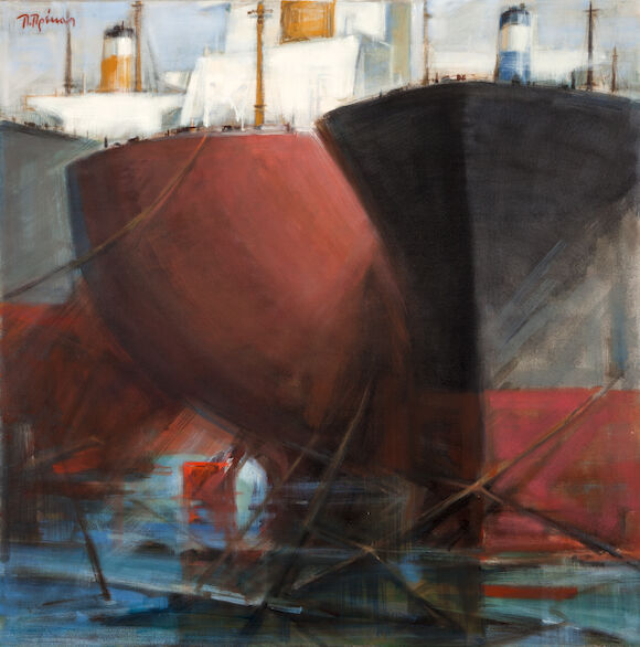 Peter Rallis Prekas Bonhams : Paris Prekas (Greek, 1926-1999) Tankers 97.5 x 97.5 cm.