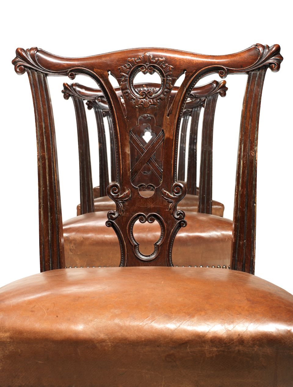 Bonhams A set of ten Irish III style carved mahogany 'Malahide