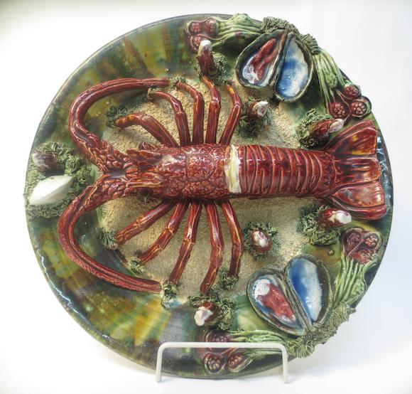 Bonhams : A Continental majolica lobster plate