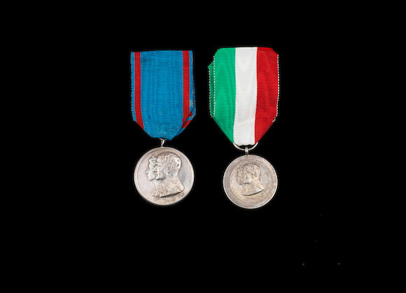 Bonhams : Two silver Medals with images of the Shah and Empress Soraya ...