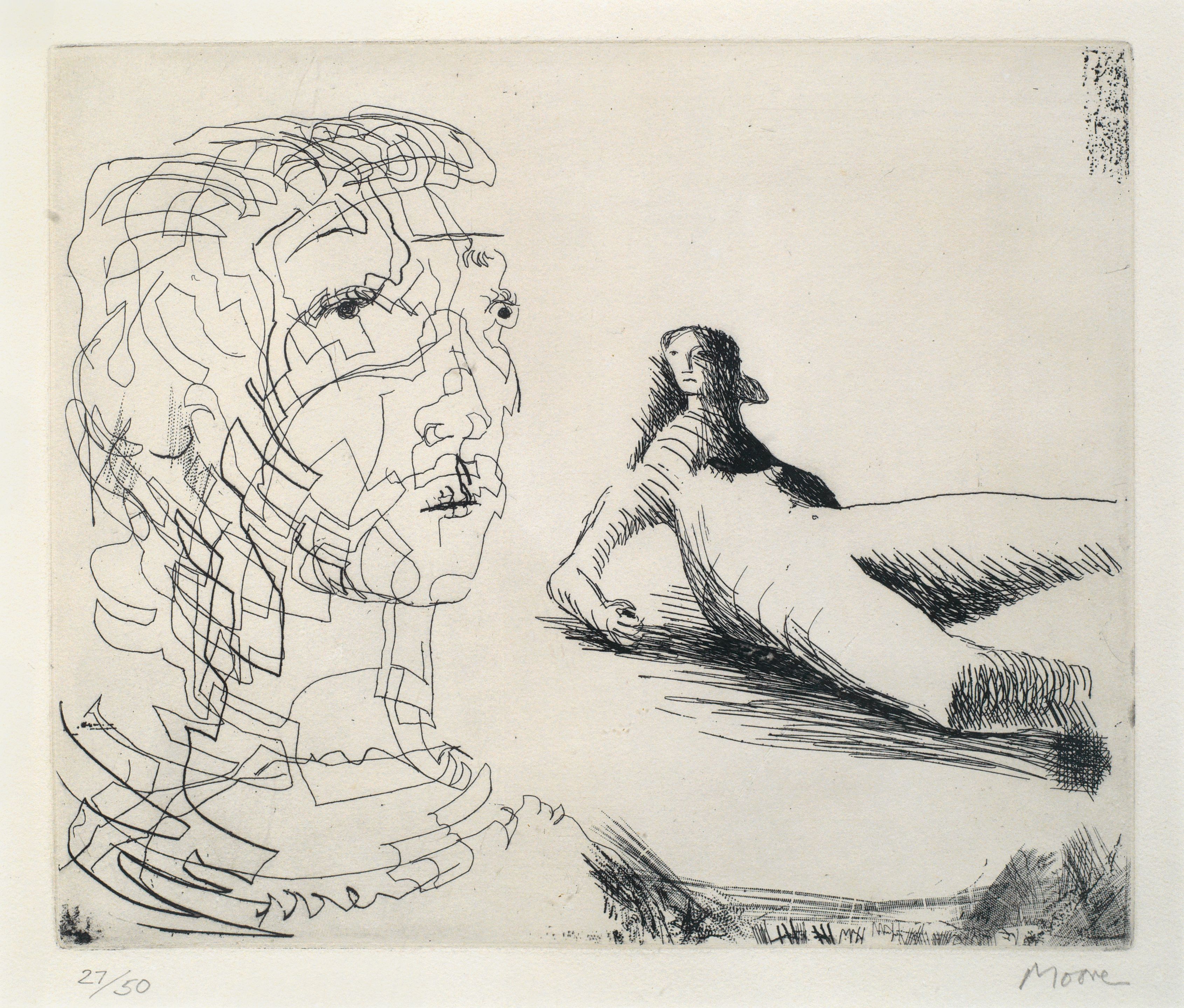 Head of a Girl and Reclining Figure