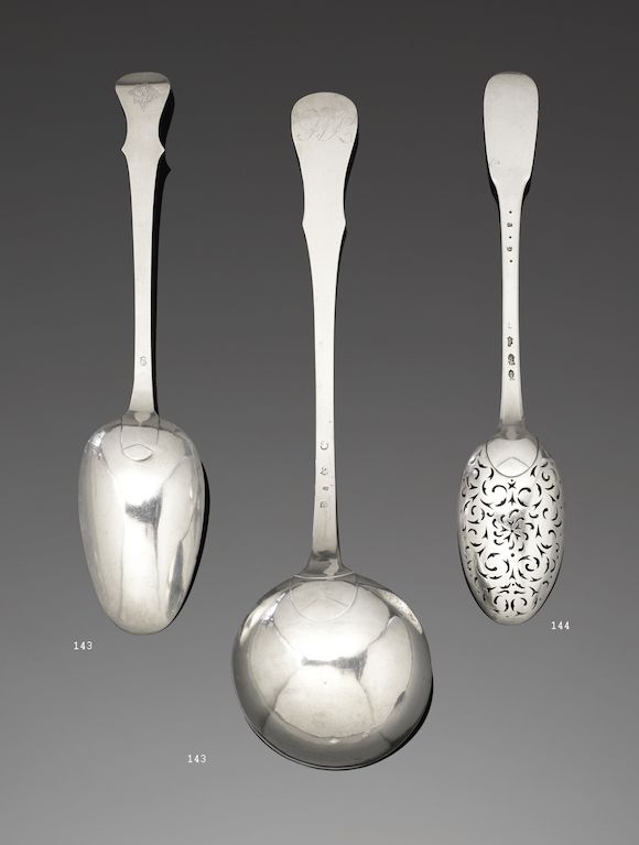 Bonhams : An 18th century provincial French silver olive spoon stamped ...