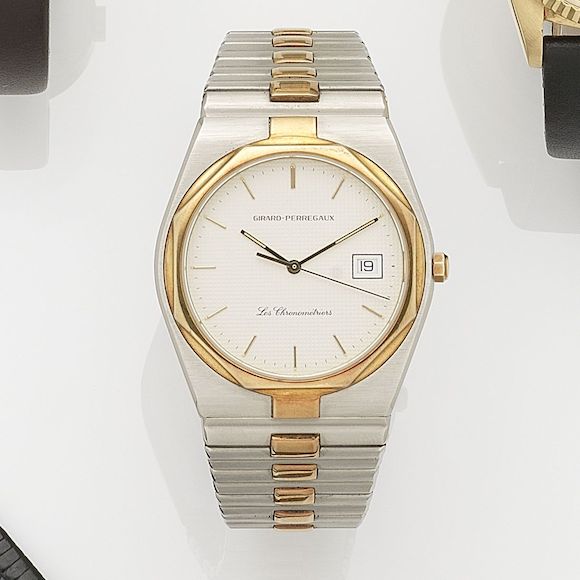 Bonhams A stainless steel and gold quartz