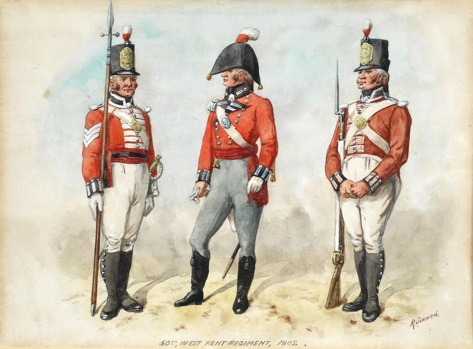 Bonhams : Richard Simkin (British, 1840-1926) Uniforms of the 50th West ...