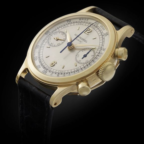 Bonhams Patek Philippe. A very fine and rare 18ct gold manual wind