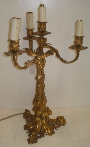 Bonhams : A late 19th Century gilt metal four branch candelabra, in the ...