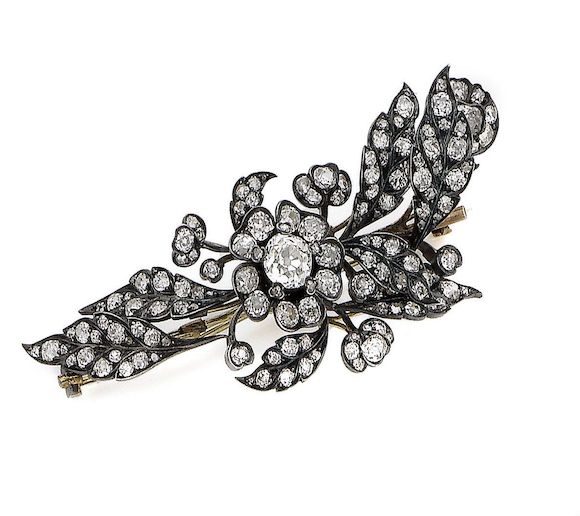 Bonhams A mid19th century diamond floral brooch