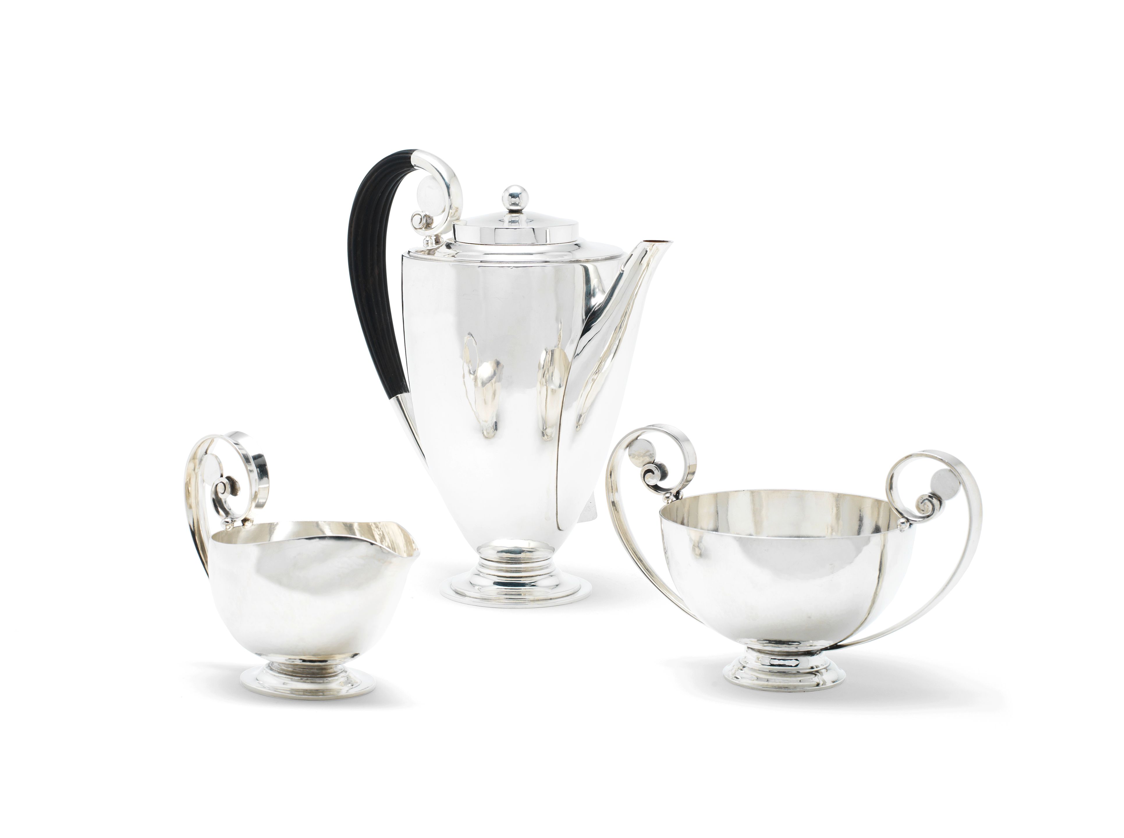 Bonhams Jensen A Danish threepiece silver tea service designed