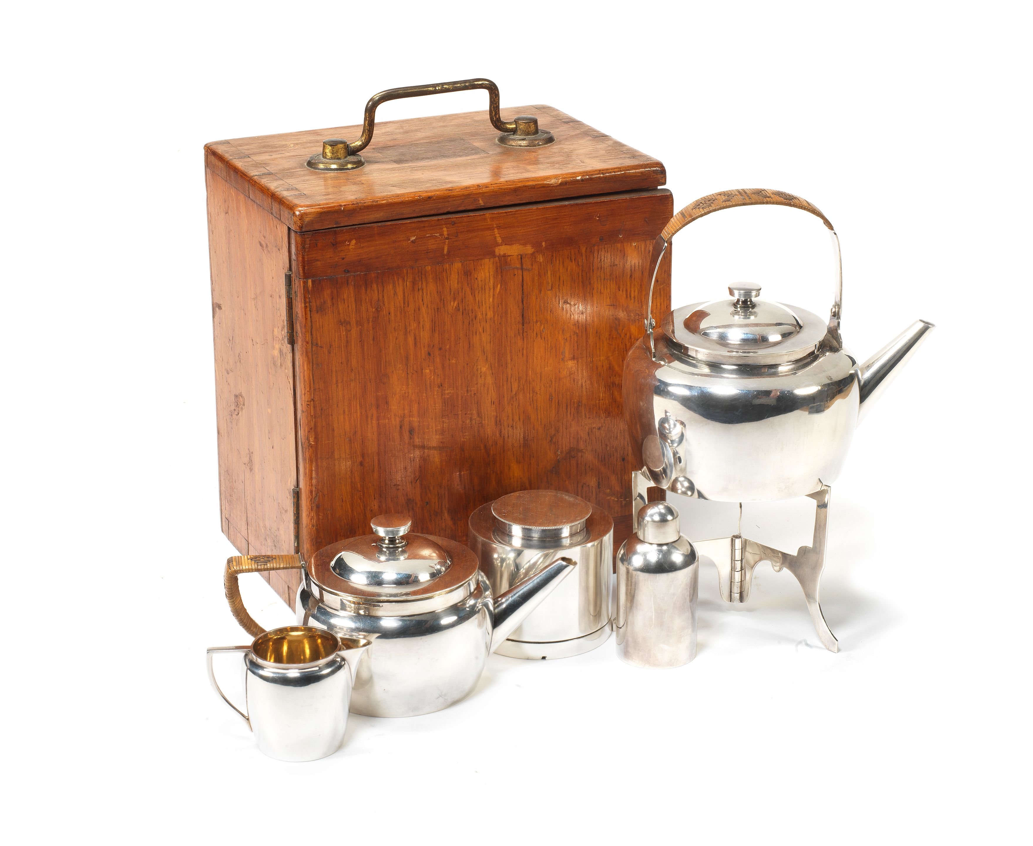 Bonhams Cars A wooden cased travelling tea set for two persons by