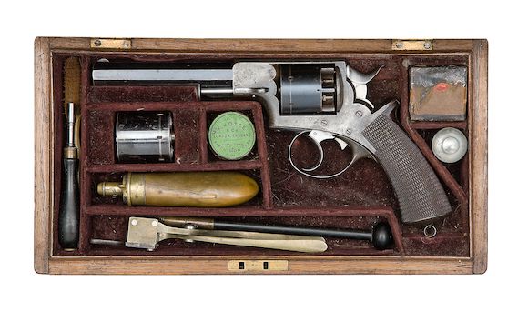 Bonhams : A Rare Cased 54-Bore Six-Shot Double-Action Percussion ...