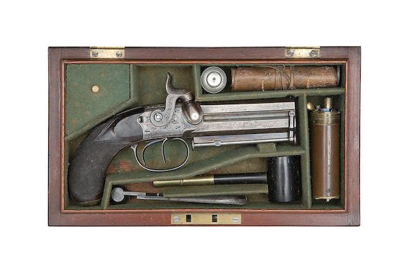 Bonhams : A Fine Cased 50-Bore Over-And-Under Percussion Box-Lock Pistol