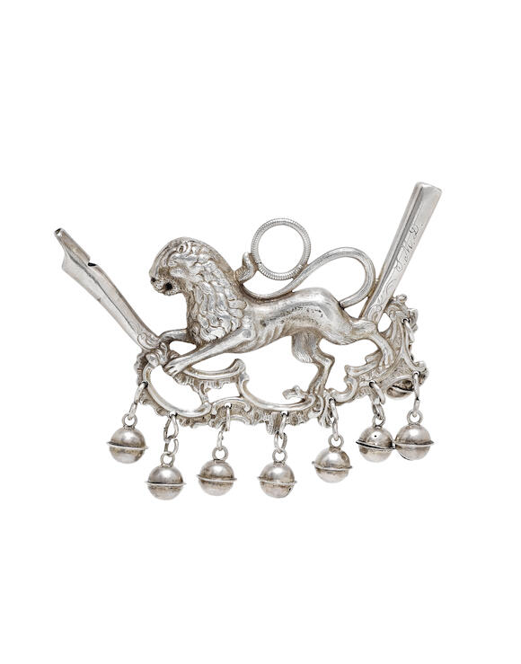 Bonhams A 19th century Dutch silver lion rattle possibly circa 1818