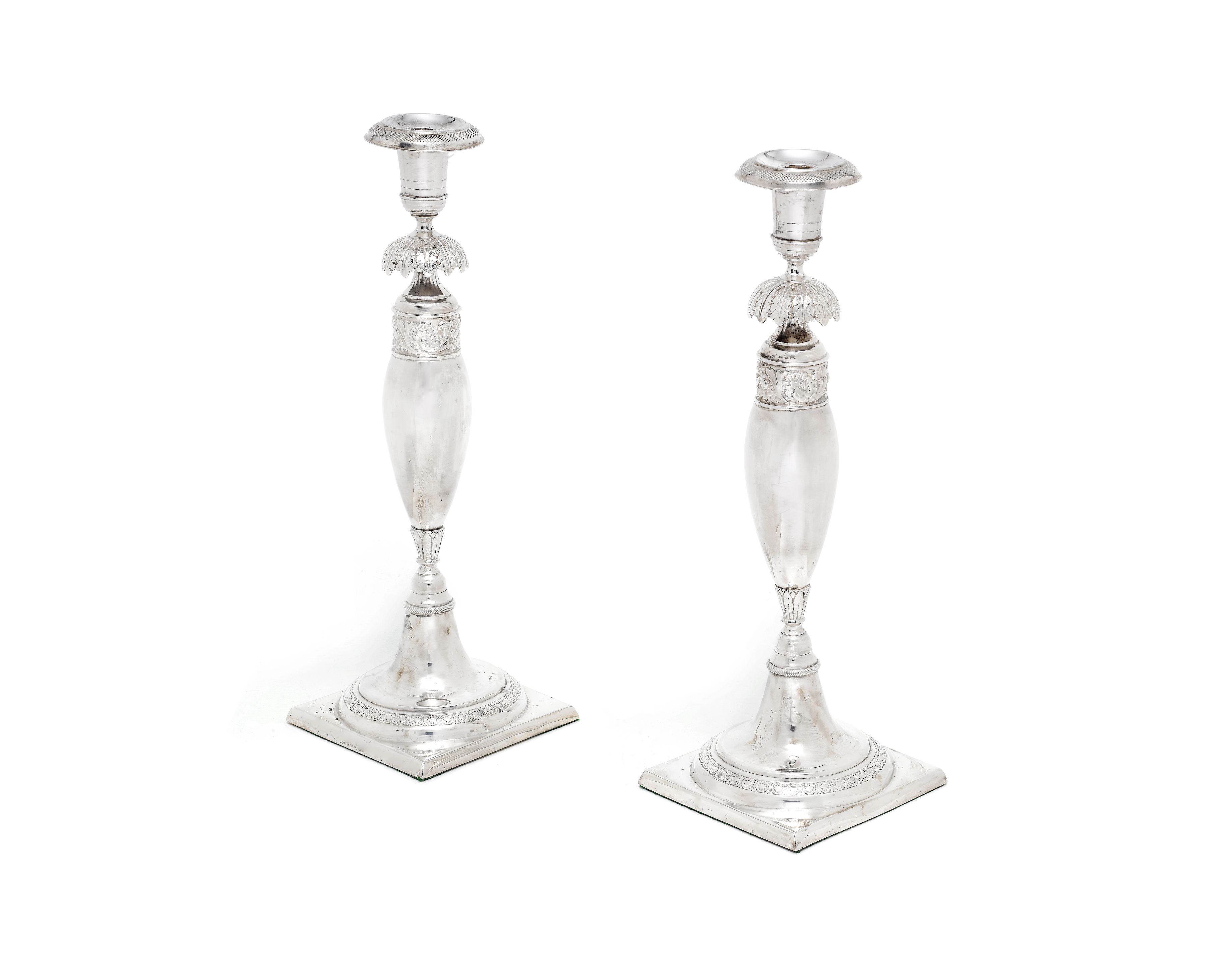 Bonhams A pair of German silver candlesticks maker's mark 'H&R