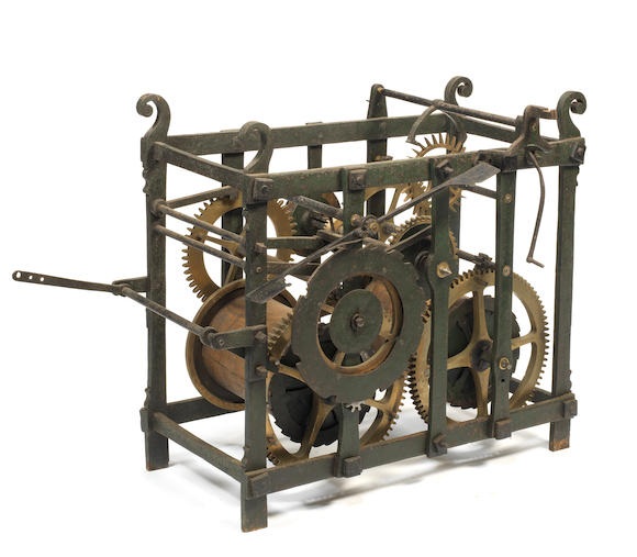 Bonhams : An 18th century weight driven turret clock movement signed on ...