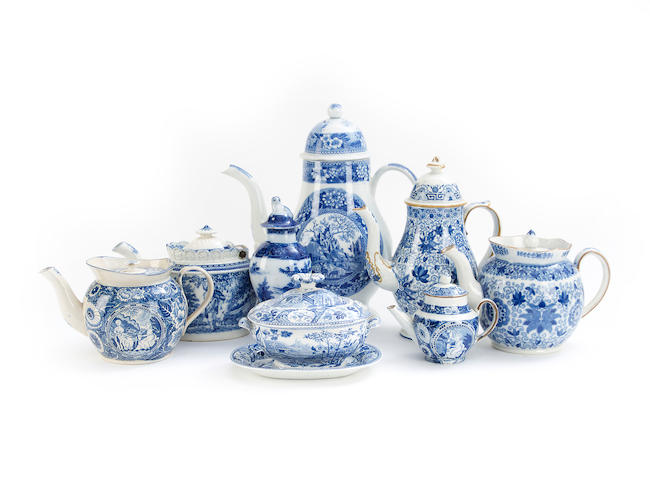 A group of English blue and white printed earthenware, circa 1815-40