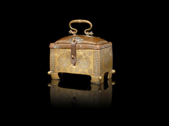 Bonhams : A Khorasan silver and copper-inlaid brass casket Persia, 12th ...