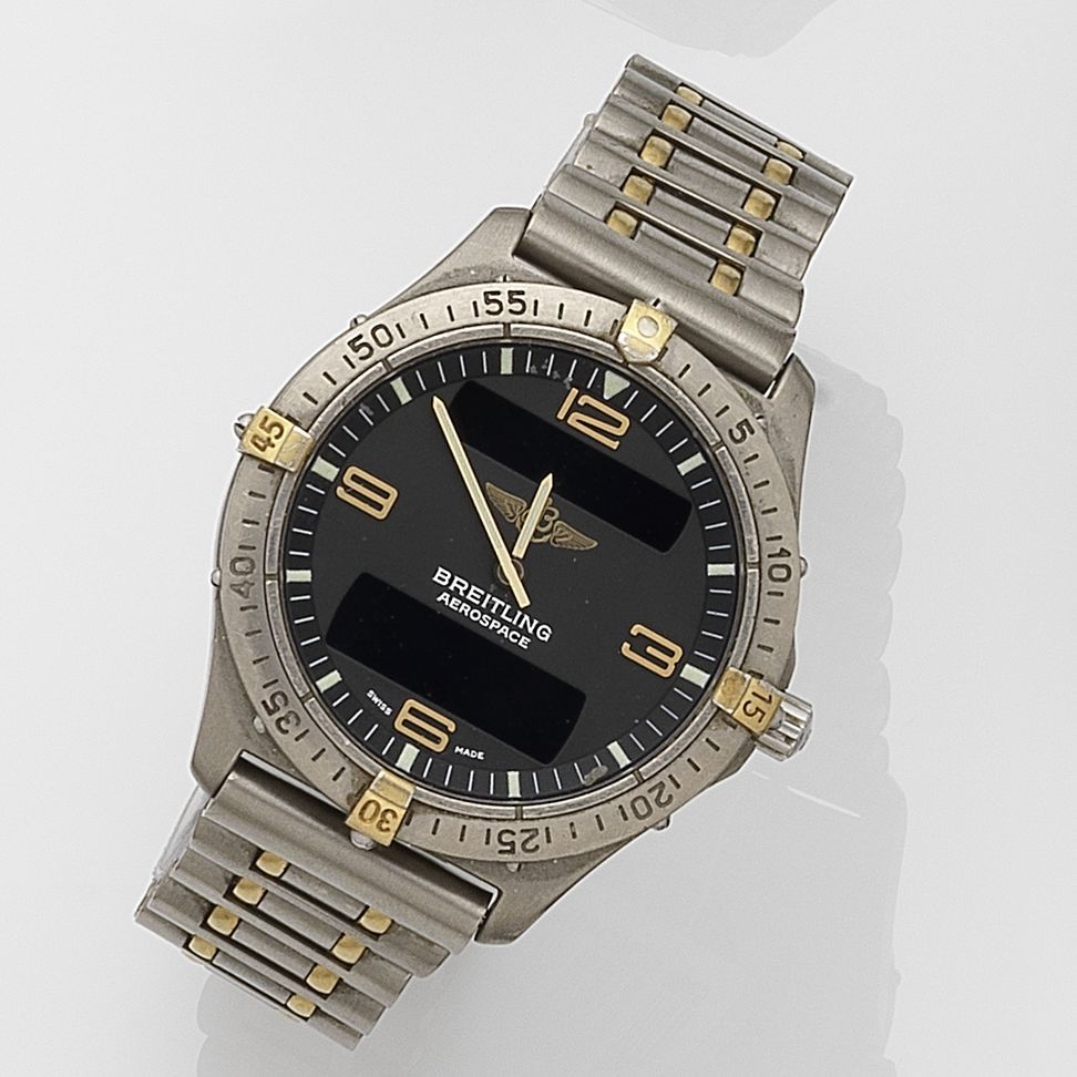 Breitling Breitling. A titanium and gold quartz wristwatch with digital display Aerospace, Ref:F56062, Case No.05280, Circa 2005
