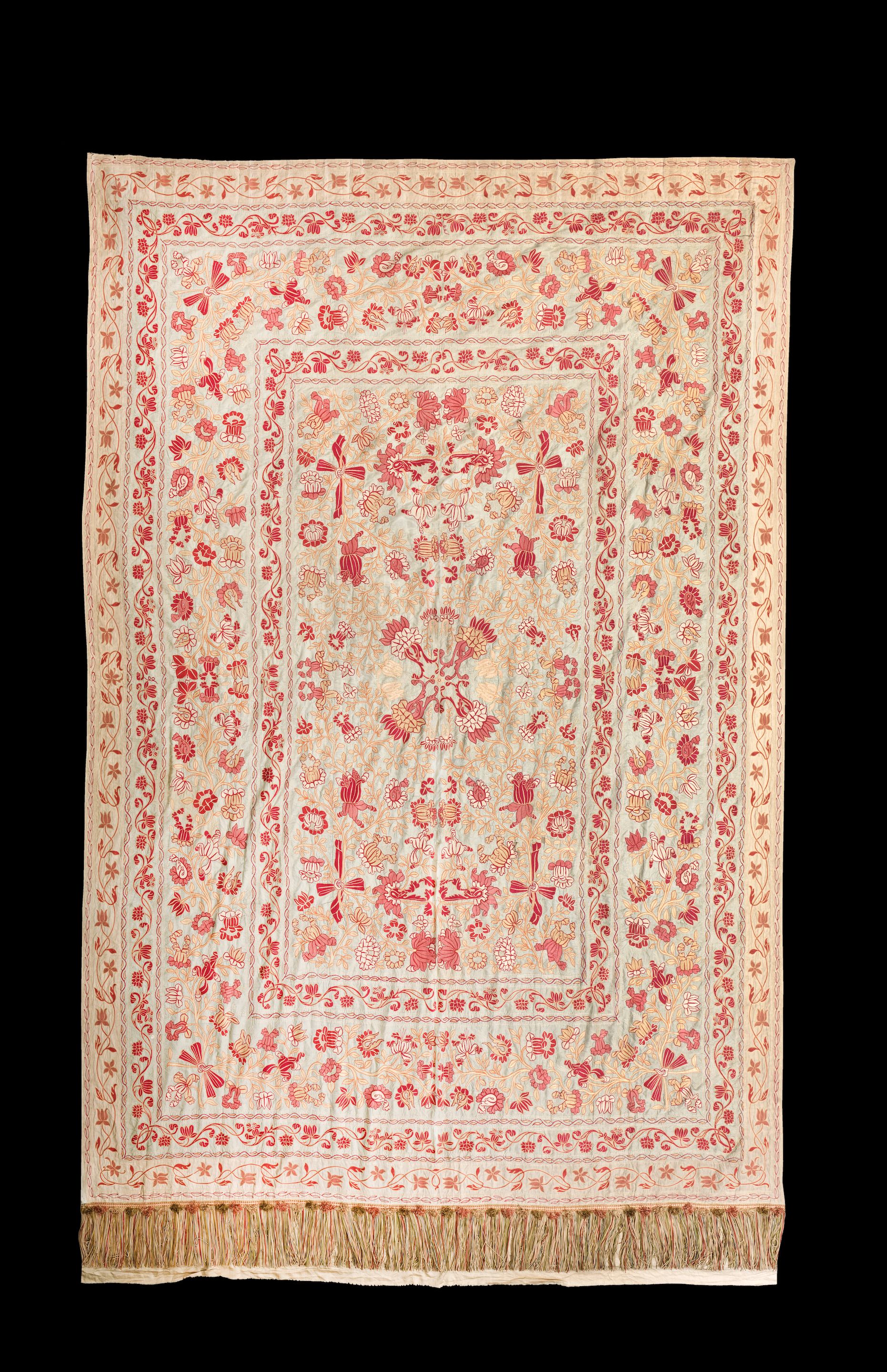 Bonhams A large silk embroidered Coverlet made for the Portuguese