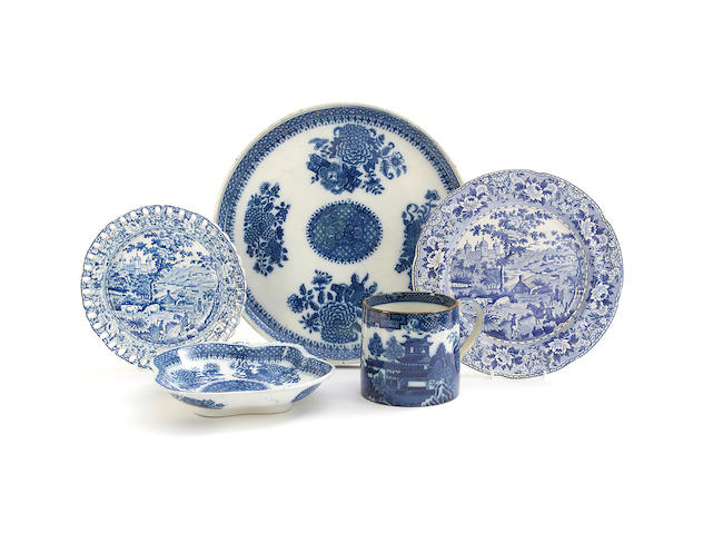 A group of Swansea blue and white printed pottery, 19th century