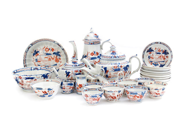 A group of teawares decorated with the House by a Lake pattern, early 19th century