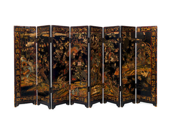 Bonhams : A Chinese early 20th century coromandel lacquer eight-leaf ...